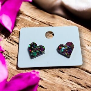 Heart-Shaped Glitter Earrings